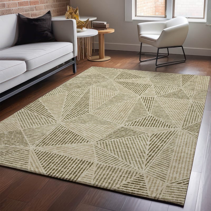 Premium Washable Super Soft Contemporary Mosaic Mayfield Rug - Khaki - 8' x 10' - Rectangle