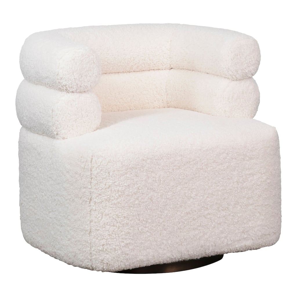 Declan Ivory Faux Sheepskin Swivel Club Chair