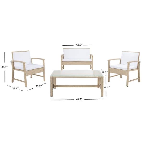 dimension image slide 3 of 4, SAFAVIEH Outdoor Living Krissy 4-Piece Patio Set