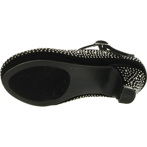 girls black leather pumps