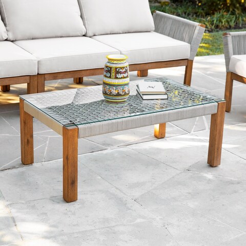 Belen Contemporary Natural Glass Cocktail Table by SEI Furniture