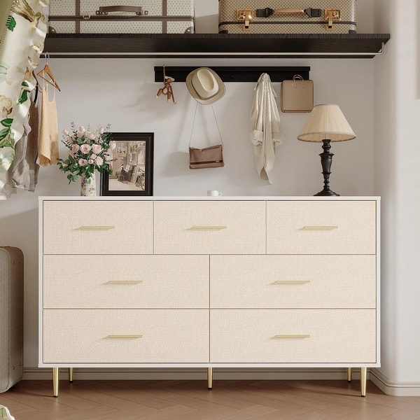 white dresser gold legs Modern Chest with 5-Drawer in LargeHomary it offers ample room to organize essentials while keeping your space clutter Rachael Ray Home Chelsea 6