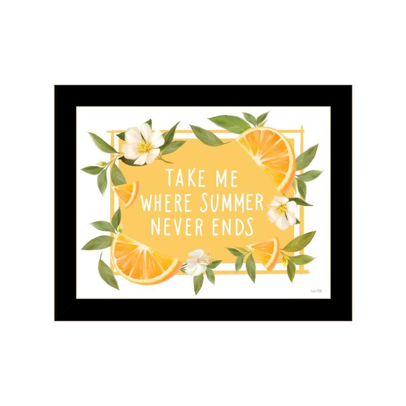 TrendyDecor4U Contemporary "Take Me Where Summer Never Ends" Framed Print Wall Art - Black