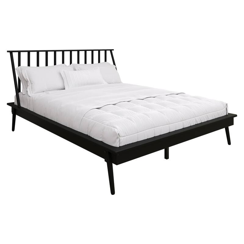 CraftPorch Vintage Wooden Platform Bed - Black - Queen
