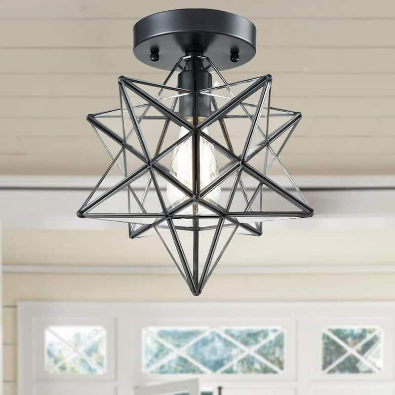 Feltre Industrial Moravian Star Ceiling Light with Clear Glass 12 Inches