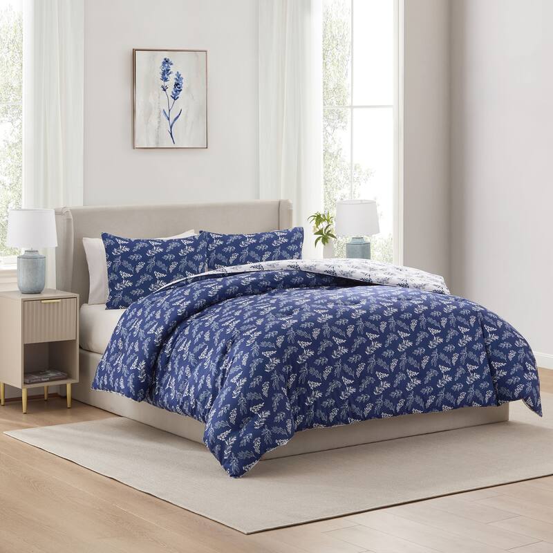 Empyrean 3PC Reversible Botanical Printed Comforter Bedding Set
