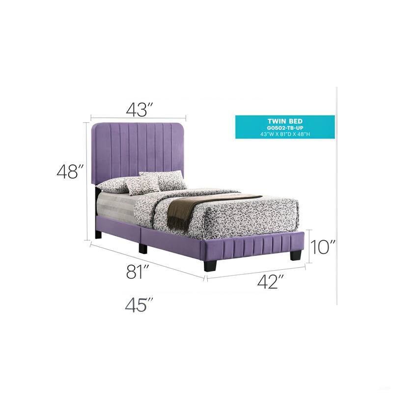 Vibrant Purple Contemporary Twin Bed with Sturdy Frame and Modern Design