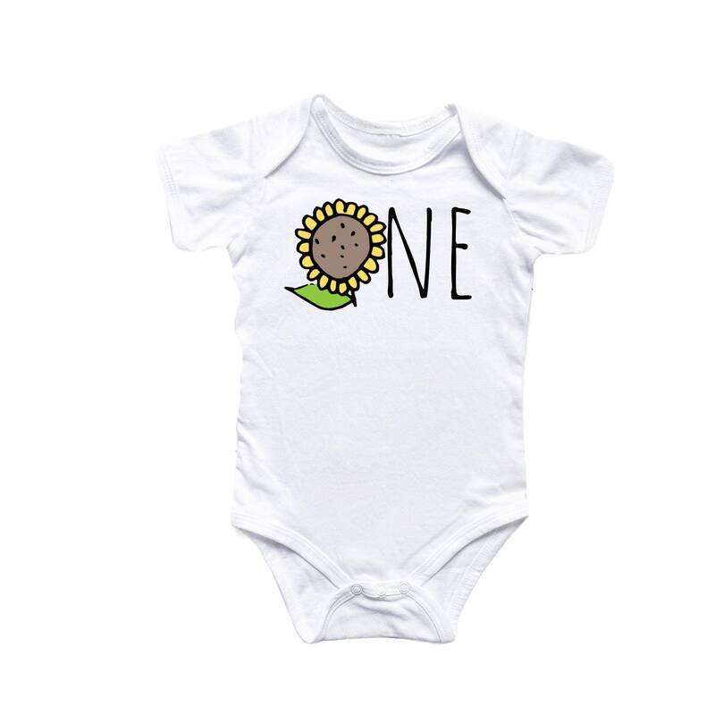 Sunflower Birthday - Baby Boy Girl Clothes Infant Bodysuit Funny Cute Newborn - White - 0-3M