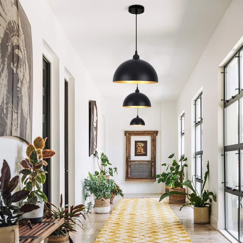 1 - Light 11.8" W Single Dome Pendant for Kitchen Island Dining Room (Set of 3) - W 11.81 in