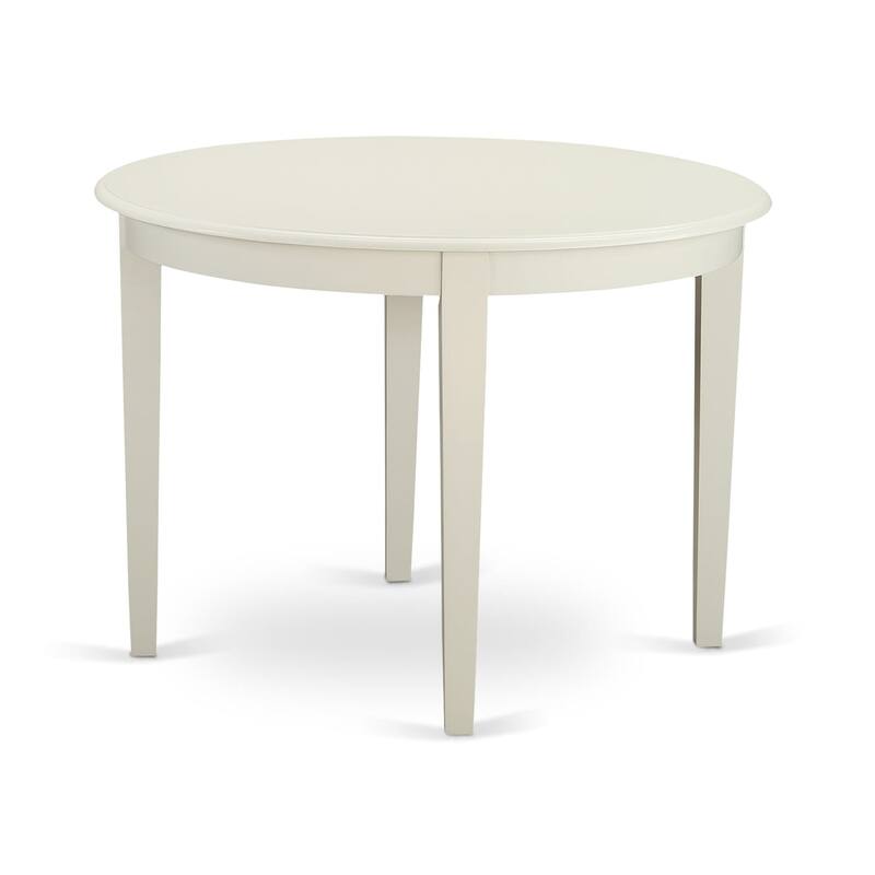 East West Furniture Dining Table Set Contains a Round Kitchen Table and Parson Chairs, Linen White (Pieces Options) - BODA5-WHI-26