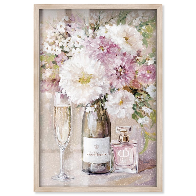 Light Floral Champagne Vase Shadowbox by Art Remedy - Natural - 10" x 15"