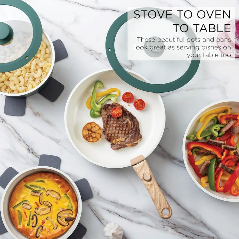Country Kitchen 16 Piece RV Cookware Set Ceramic with Removable Handle Oven Safe.