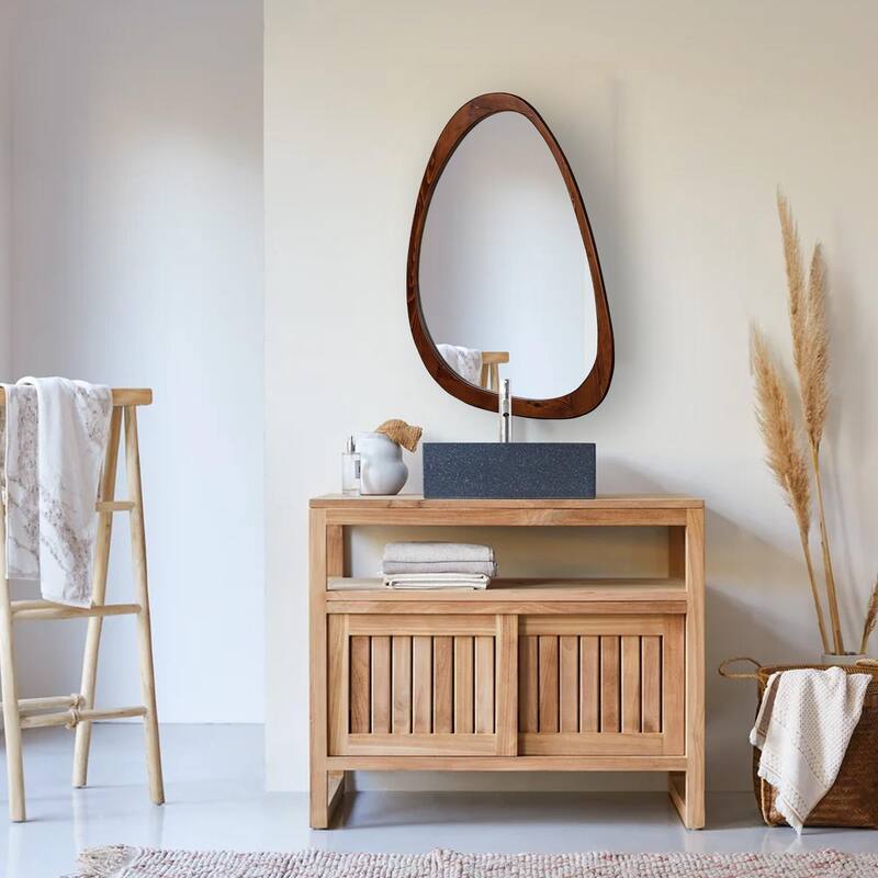 NOVA Natural Wood Frame Asymmetrical Mirror