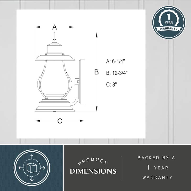 Dockside 1 Light Bronze Coastal Outdoor Wall Lantern Clear Glass - 6.25-in W x 12.75-in H x 8-in D