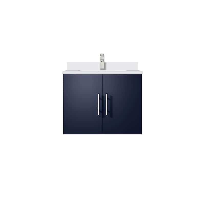 Geneva Bath Vanity Quartz Top, Sink and Faucet - 24 inch - Navy Blue