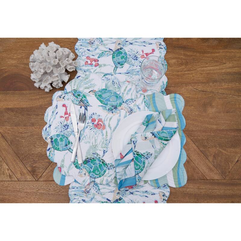 Sea Turtle Cove Round Quilted Placemat Set 6