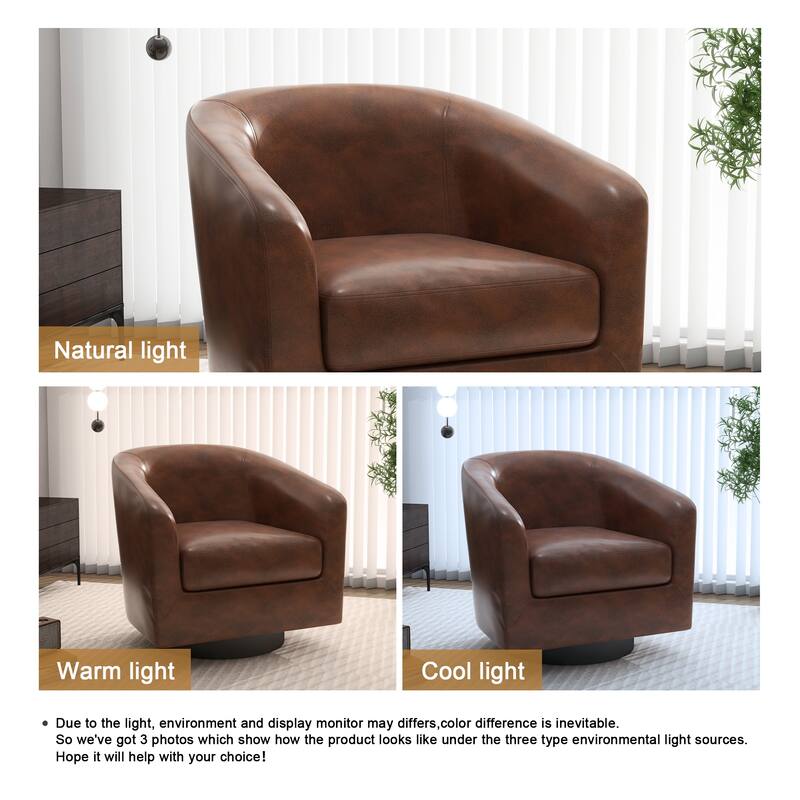 Round Barrel Armchair 360-Degree Swivel Accent Chairs