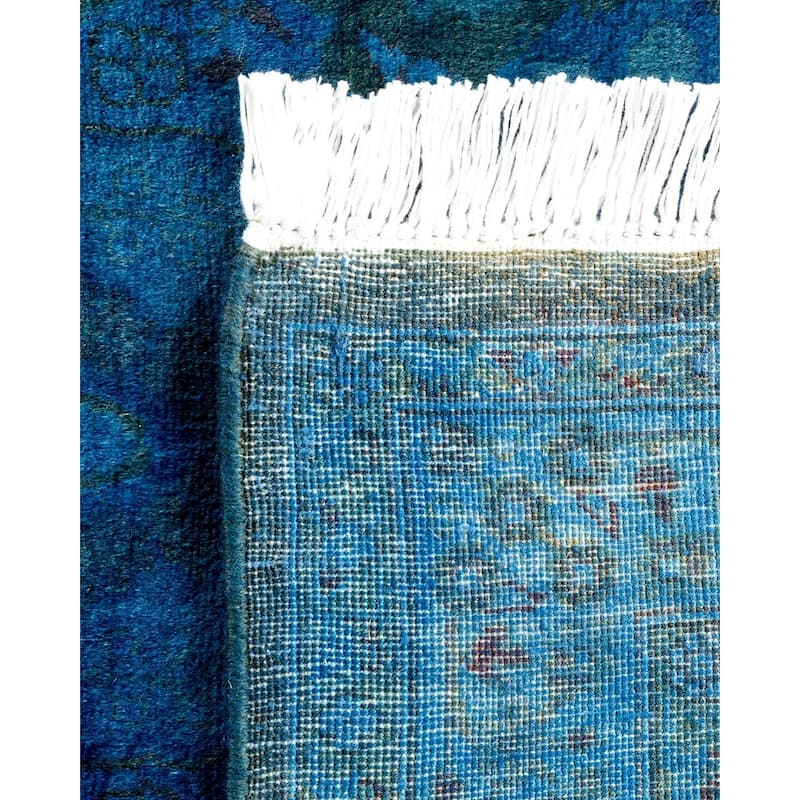 Overton Hand Knotted Wool Vintage Inspired Modern Contemporary Overdyed Blue Runner Rug - 2' 6" x 9' 4"