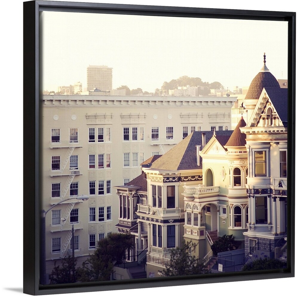 Shop Famous Painted Ladies Of Alamo Square San Francisco At Sunset Black Float Frame Canvas Art On Sale Overstock 25495373