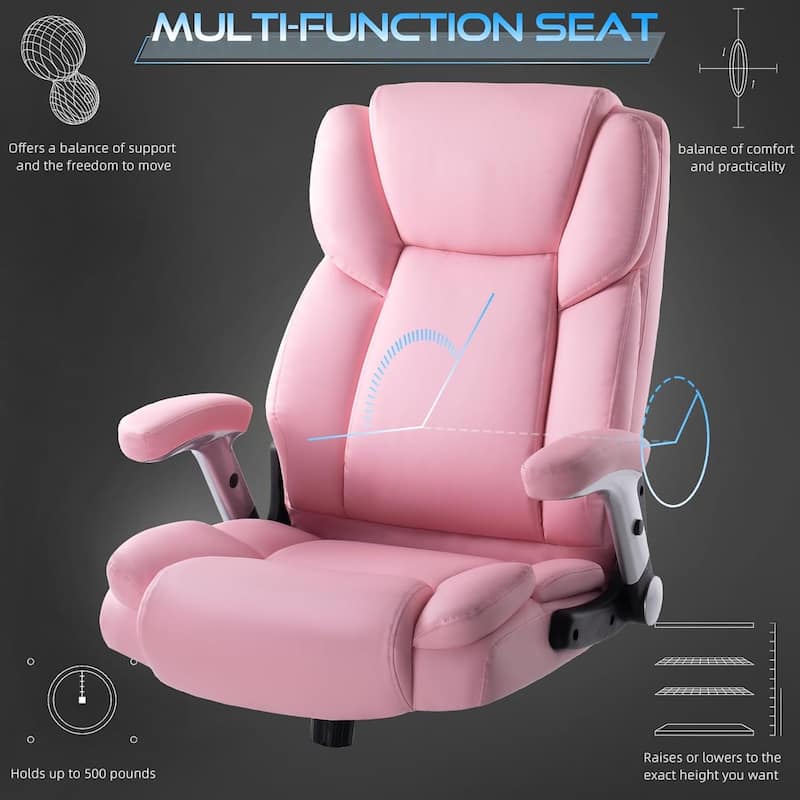 BOSSIN 600lbs Big and Tall Office Leather Chair with Flip up Armrest, Ergonomic Lumbar Support and Quiet Rubber Wheel