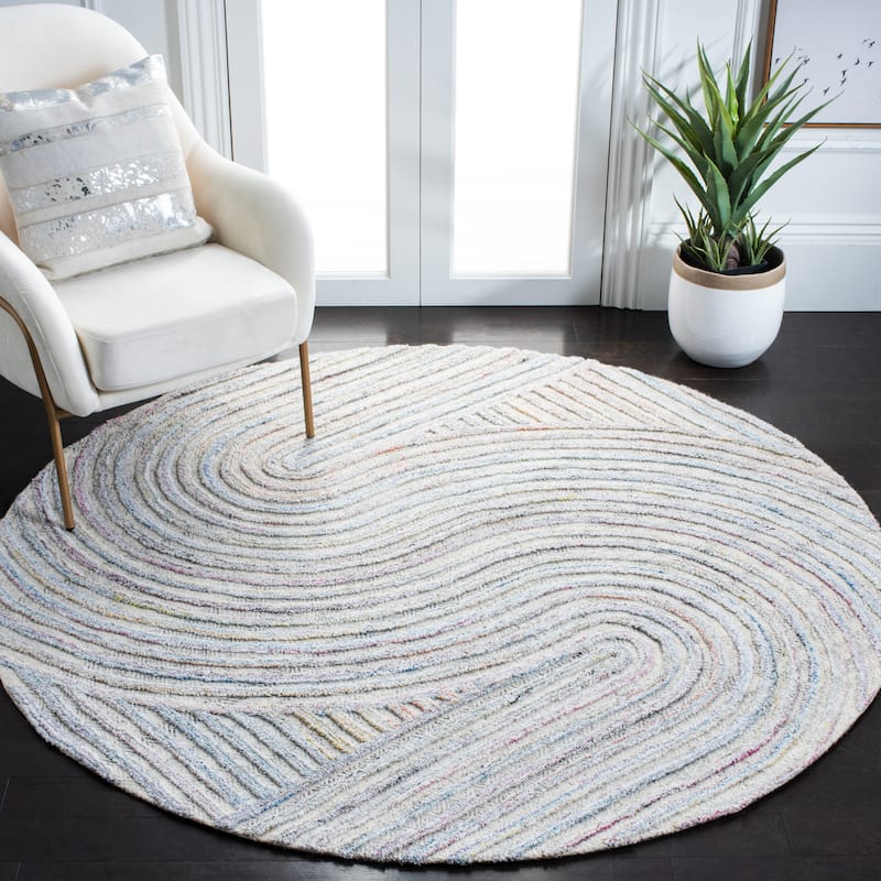 SAFAVIEH Handmade Southampton Catena Abstract Wool Rug - 6' Round - Pink/Blue - Round