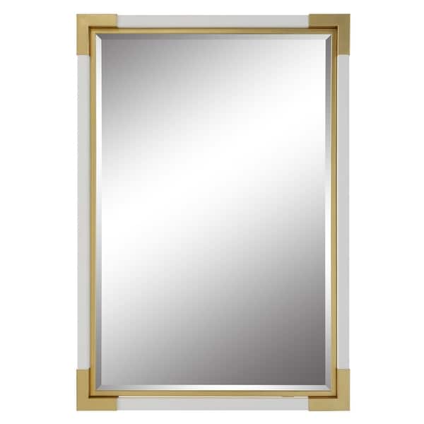 slide 2 of 7, Uttermost 09879 Malik 27-1/8" W x 39-1/8" H Rectangular Framed White / Gold