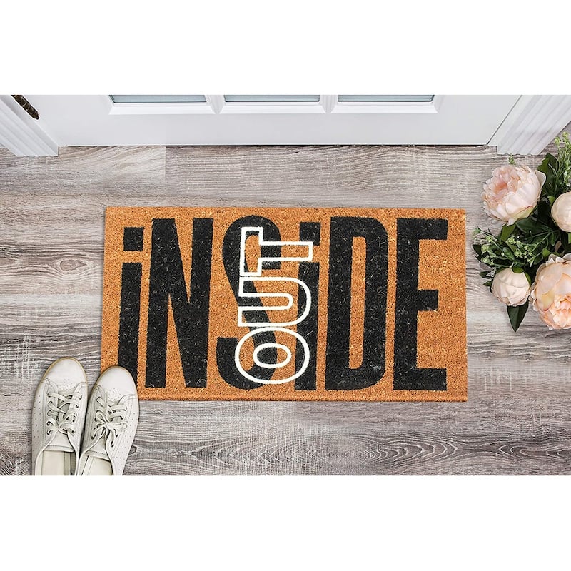 A1HC Natural Coir Doormat with Classic Design PVC Backing,0.75 Inch Pile Height, Natural Color, Front Outdoor Double Doormat