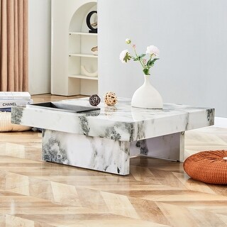 Modern Coffee Table with Imitation Marble Pattern - Bed Bath & Beyond ...