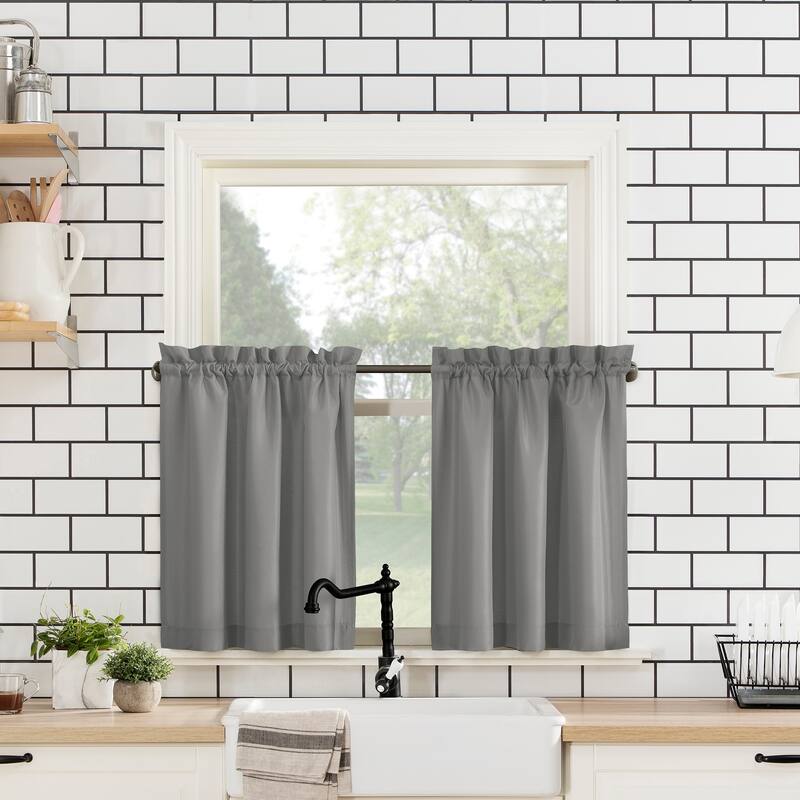 No. 918 Martine Microfiber Semi-Sheer Rod Pocket Kitchen Curtain Valance and Tiers Set