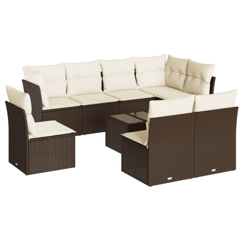 vidaXL Garden Sofa Set Brown and Cream White - 24.4 x 24.4 x 27.2