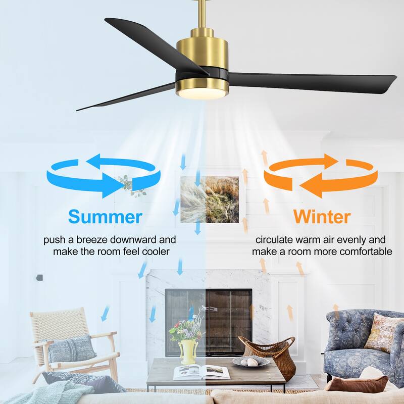 52-In LED Black/White/Gold Ceiling Fan with Light and Remote Control