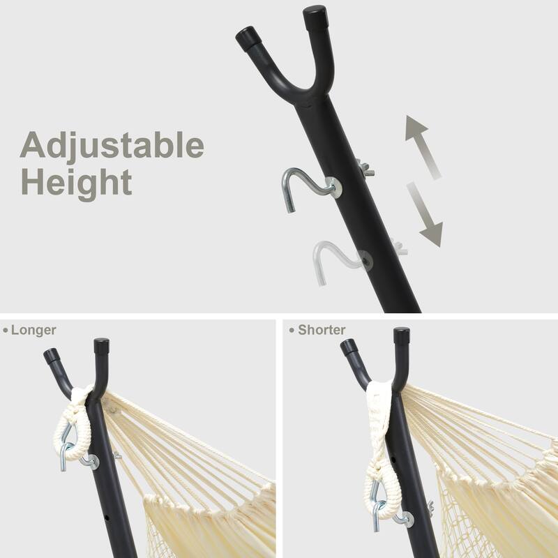 9.35 ft. 2-Person Brazilian-Style Foldable and Portable Outdoor Hammock Bed with Stand Set - 112.2 in.* 44.1 in. *40.9 in.