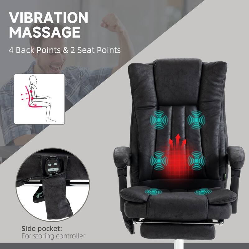 Heated Reclining Office Chair Massage Chair with Footrest, Computer Chair Executive Chair for Home Office