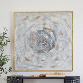 White Metal Spiral Starburst Framed Wall Art with Gold Frame