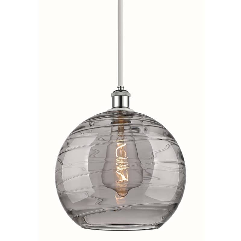 Innovations Lighting 516-1S-14-12 Athens Deco Swirl Pendant Athens - White Polished Chrome / Light Smoke Deco Swirl