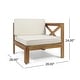 preview thumbnail 7 of 25, 2-Piece Acacia Wood Outdoor Sectional Sofa Set with Water-Resistant Cushions, Ottoman, and Coffee Table - Patio Furniture set