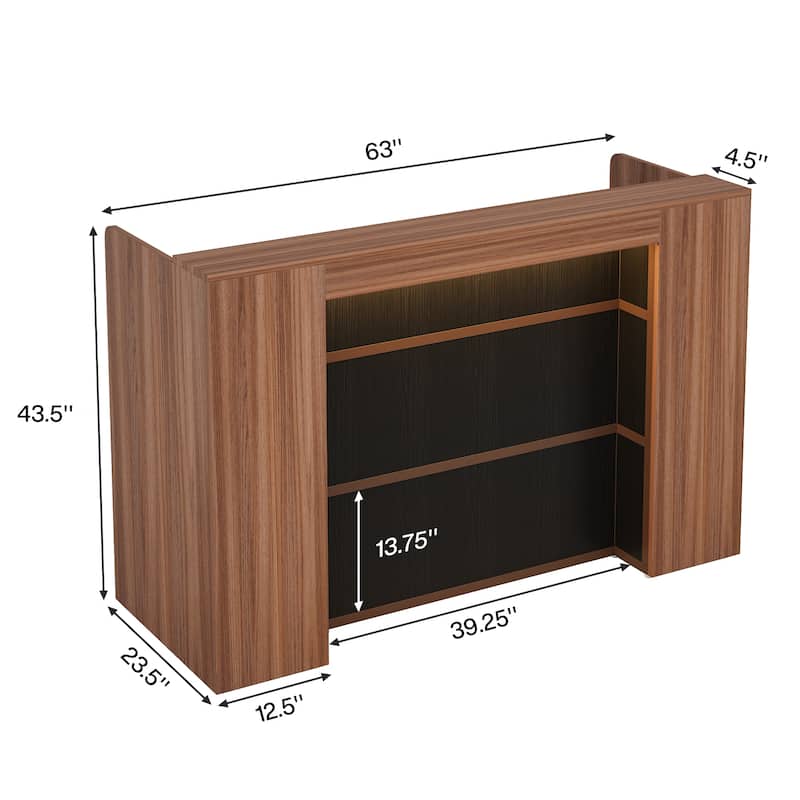 Large Reception Desk Front Desk with LED Lights for Salon Reception Room Store Office Lobby Retail Shop Clinic