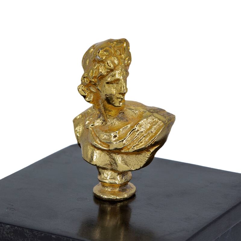 Marble Box with Lid - 8" - Black and Gold
