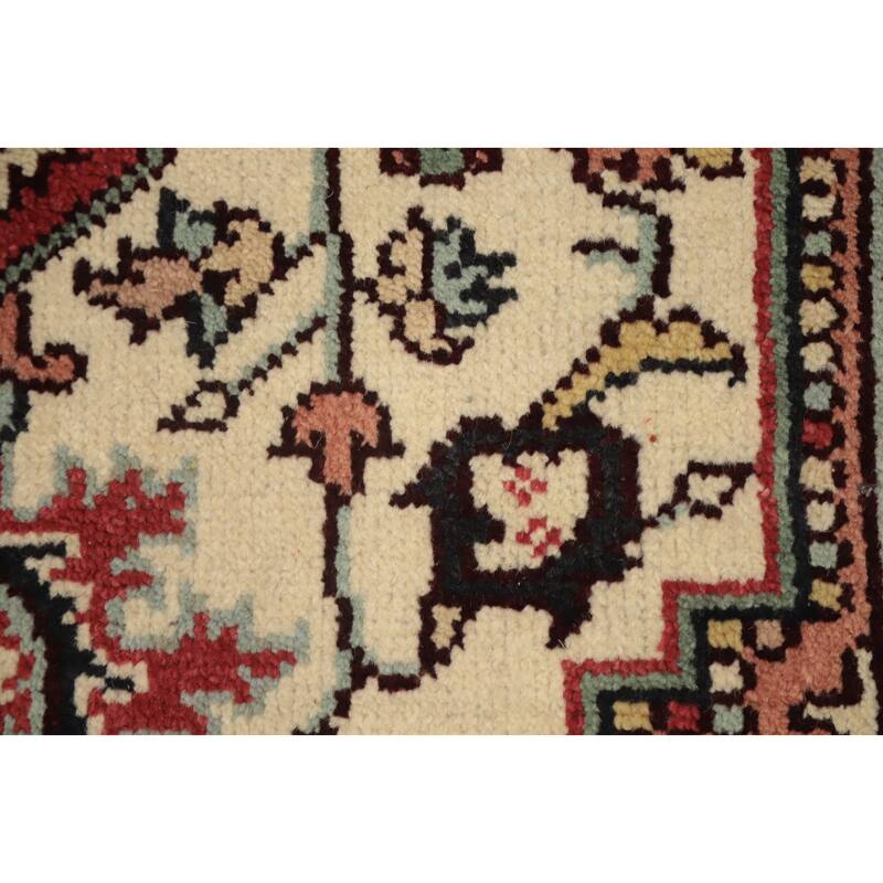 Hand Knotted Oriental 100% Wool Carpet Traditional Medallion Beige & Ivories Heriz (serapi) Area Rug - 6' 1'' X 3' 11''