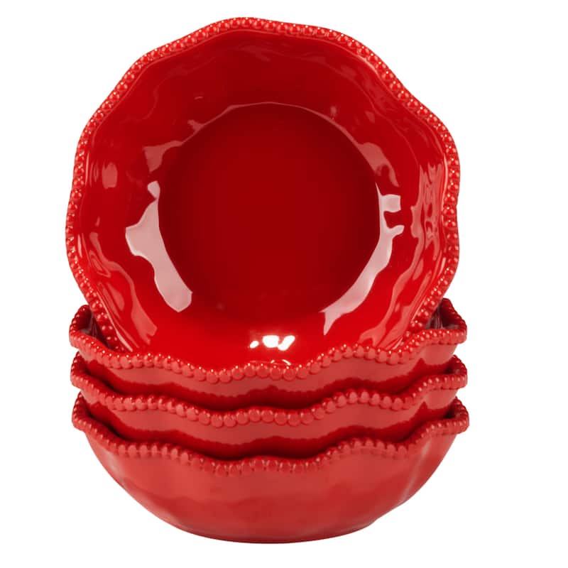 Certified International Perlette Red 7.5" Melamine All Purpose Bowls, Set of 4 - 7.5" Diameter x 2.25"