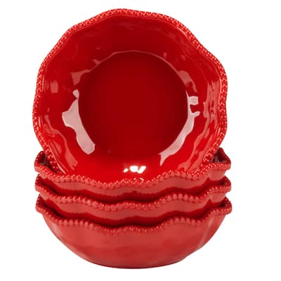 Certified International Perlette Red 7.5" Melamine All Purpose Bowls, Set of 4 - 7.5" Diameter x 2.25"