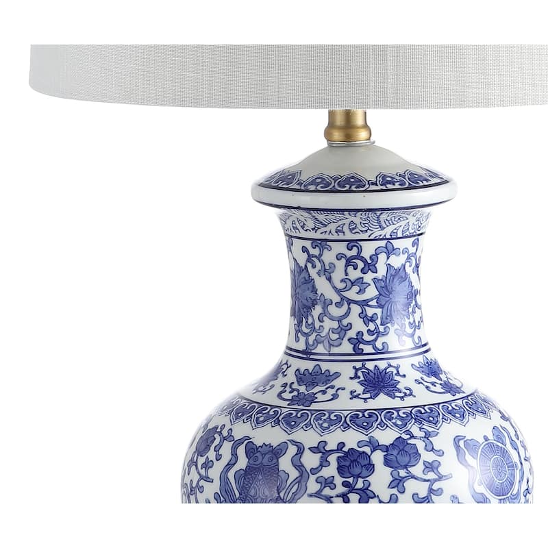 Gemma 25.25" Ceramic/Metal LED Table Lamp, Blue/White (Set of 2) by JONATHAN Y
