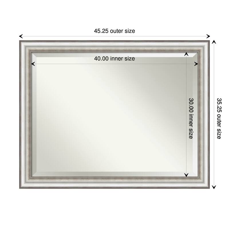 Beveled Wall Mirror - Salon Silver Frame - Salon Silver - 45.25 x 35.25-inch