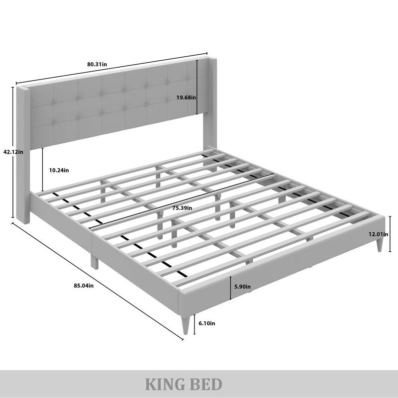 CraftPorch Elegance Wingback Upholstered Linen Bed