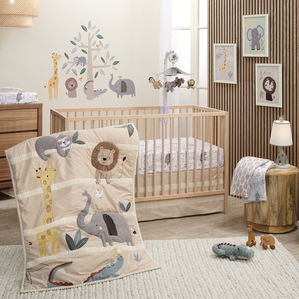 Lambs Ivy Jungle Story 3 Piece Infant Safari Tan Baby Crib Bedding Set