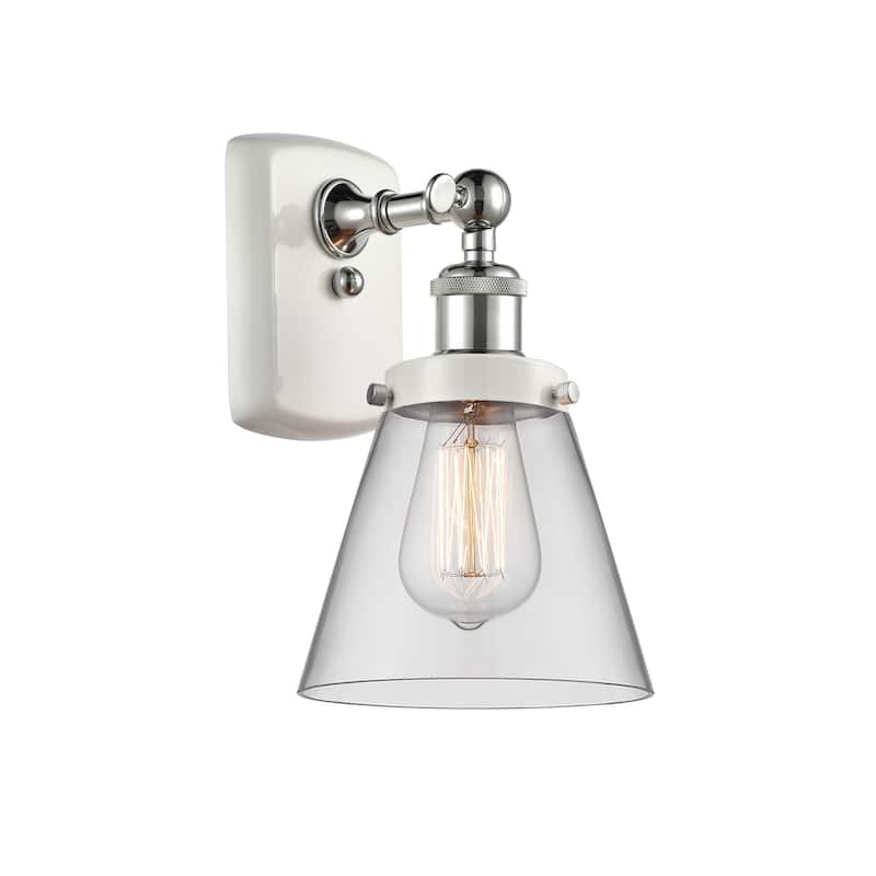 Innovations Lighting 916-1W-11-6 Cone Sconce Cone 11" Tall Wall Sconce - White and Polished Chrome / Clear