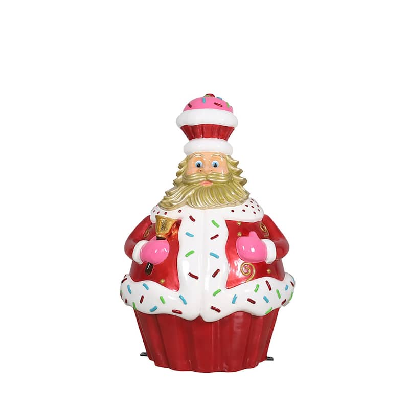 Santa Cupcake Fiberglass Outdoor Commercial Christmas Decoration - 48"