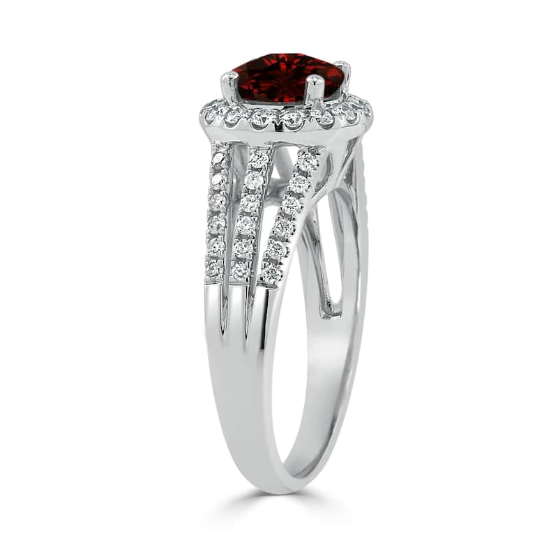 Auriya Modern 1 3/8ct Garnet and Halo Diamond Engagement Ring 1/2cttw 14k Gold