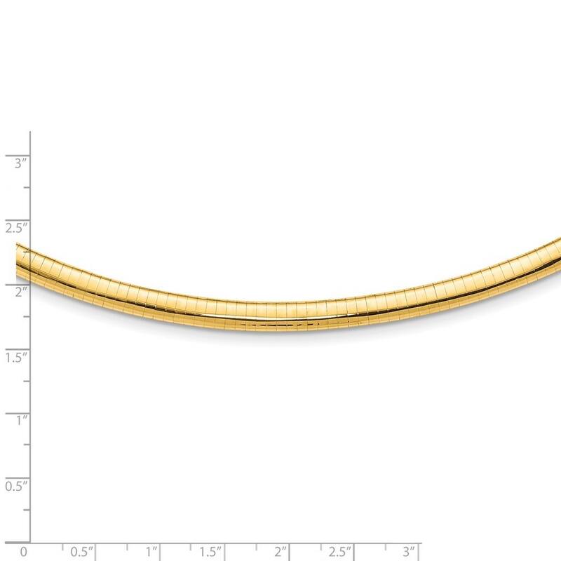Curata 14k Yellow Gold Solid Polished 6mm Domed Omega Bracelet 7 Inch Omega Clasp