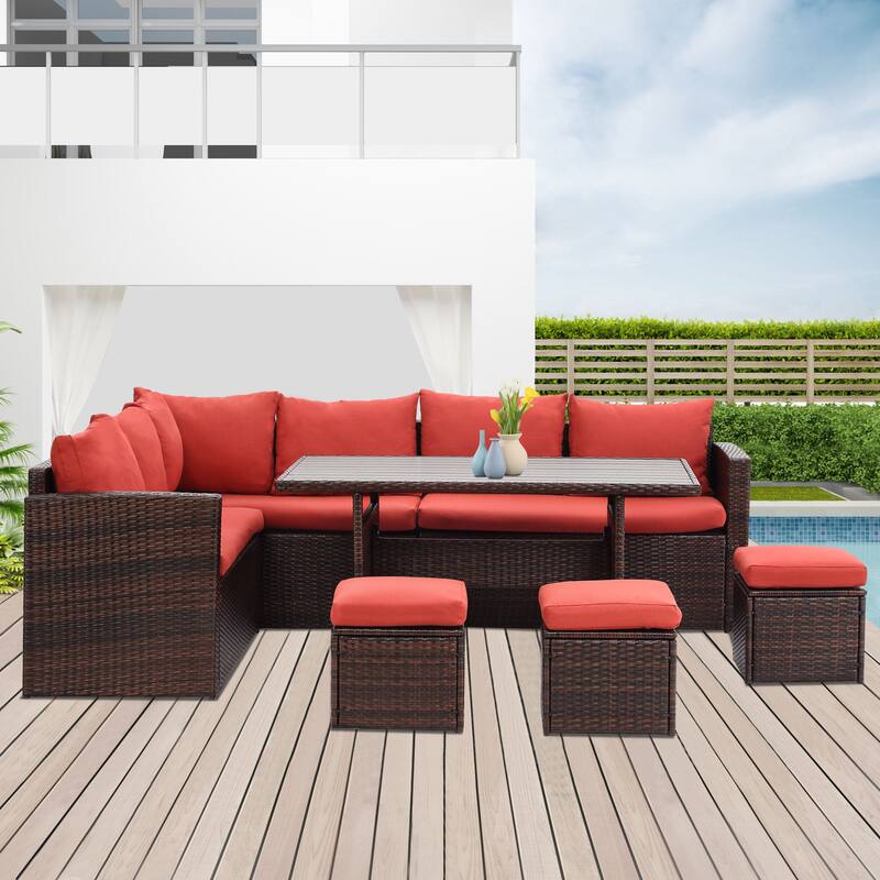 Royalcraft 7 Piece PE Rattan Wicker Patio Conversation Set
